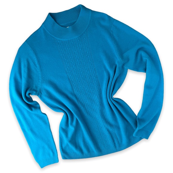 Vintage Blue Grandmacore Mock Neck Sweater - Picture 1 of 7